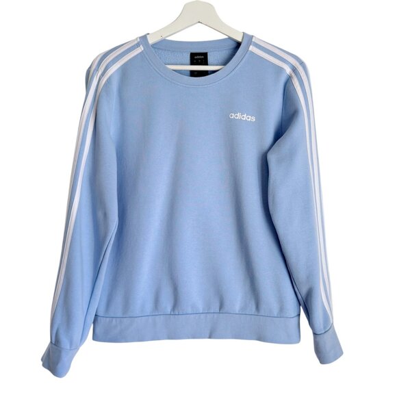 Adidas Womens Essentials 3-stripes Fleece Crew Sweatshirt Blue Medium EK5592 - Picture 1 of 7